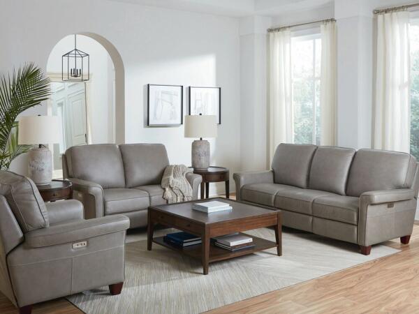 Club Level Dixon Power Wallsaver Recliner Granite Leather - Image 2