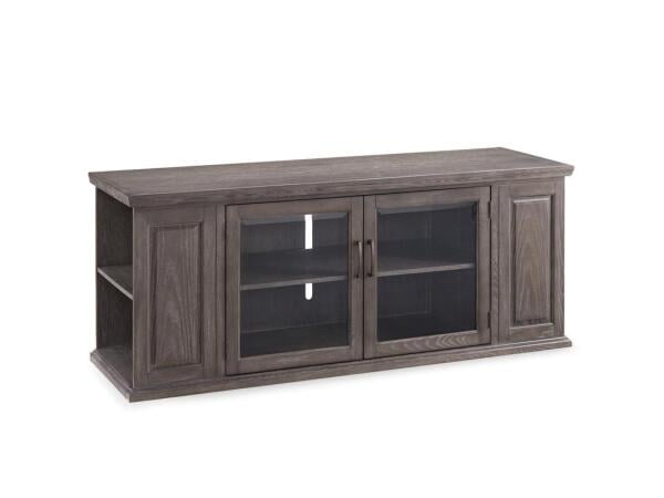Gray Washed Oak 62″ TV Stand with Bookcase Ends Entertainment Stands Leick 5
