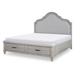Queen Upholstered Panel Bed With Storage Footboard