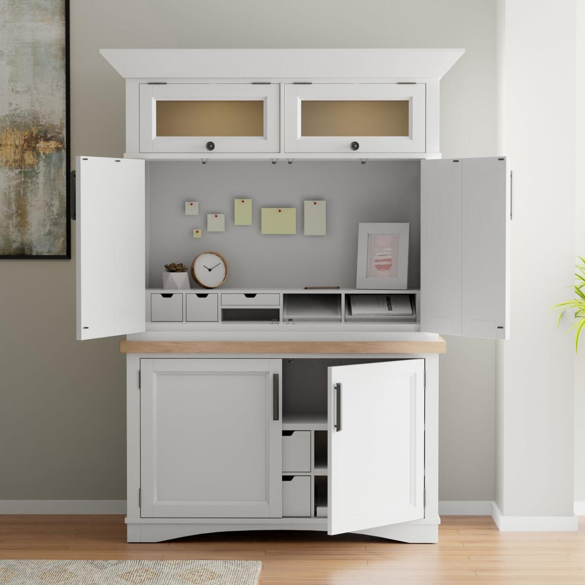 Americana Modern – Cotton Workstation With LED Light Bookcases Parker House 5