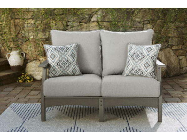 Visola Outdoor Loveseat with Cushion Outdoor Loveseats Ashley Furniture