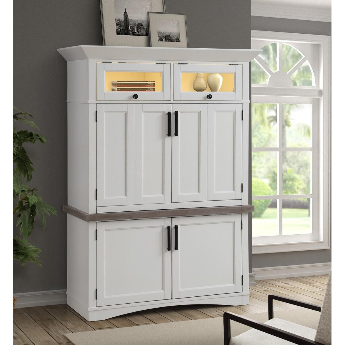 Americana Modern – Cotton Workstation With LED Light Bookcases Parker House 6