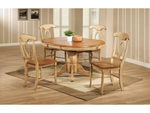 Quails Run 57″ Pedestal Table with 15″ Butterfly Leaf Dining Tables Winners Only