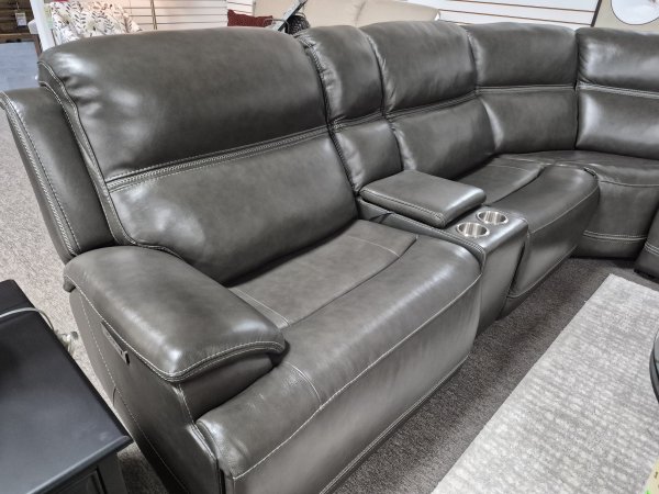 Power Reclining Leather Sectional - Image 2