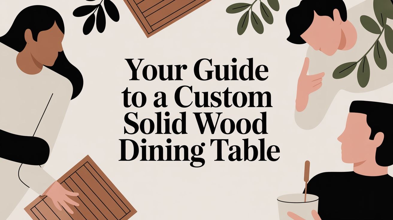 Custom Solid Wood Dining Table People Illustration