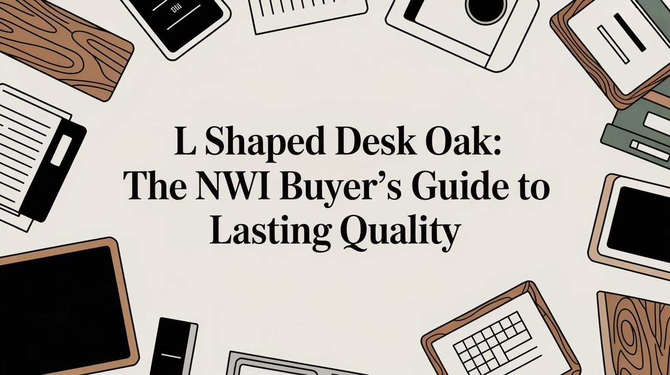 L Shaped Desk Oak Workspace Flatlay