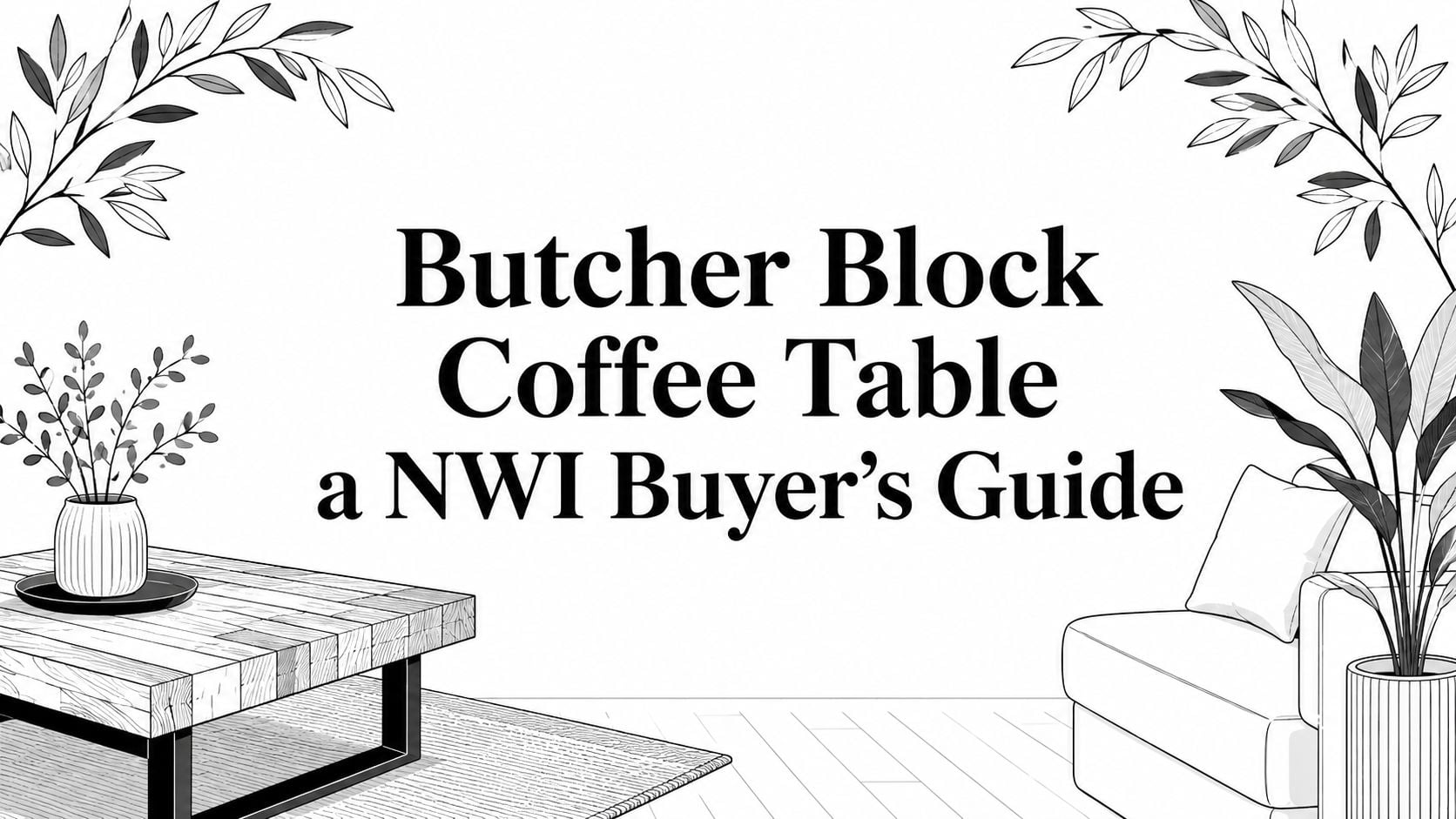 Butcher Block Coffee Table Line Art